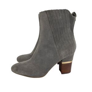Lucca Lane Jadia Size 11 Gray Suede Block Heel Ankle Boot Pull On Booties